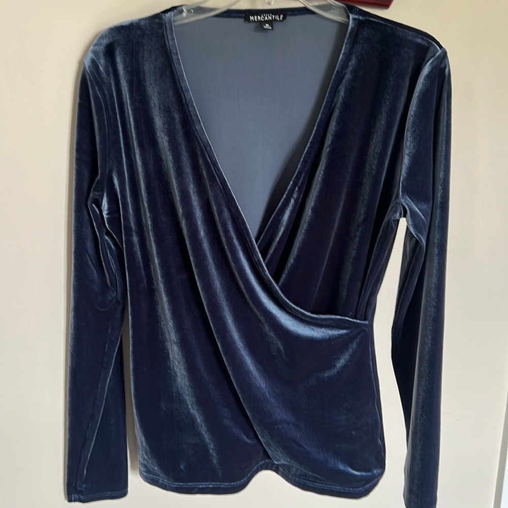 J Crew Mercantile Velour Faux Wrap Top